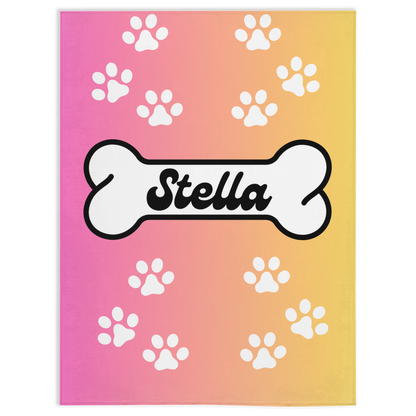 Personalized Dog Bone Minky Blanket, Dog Gift