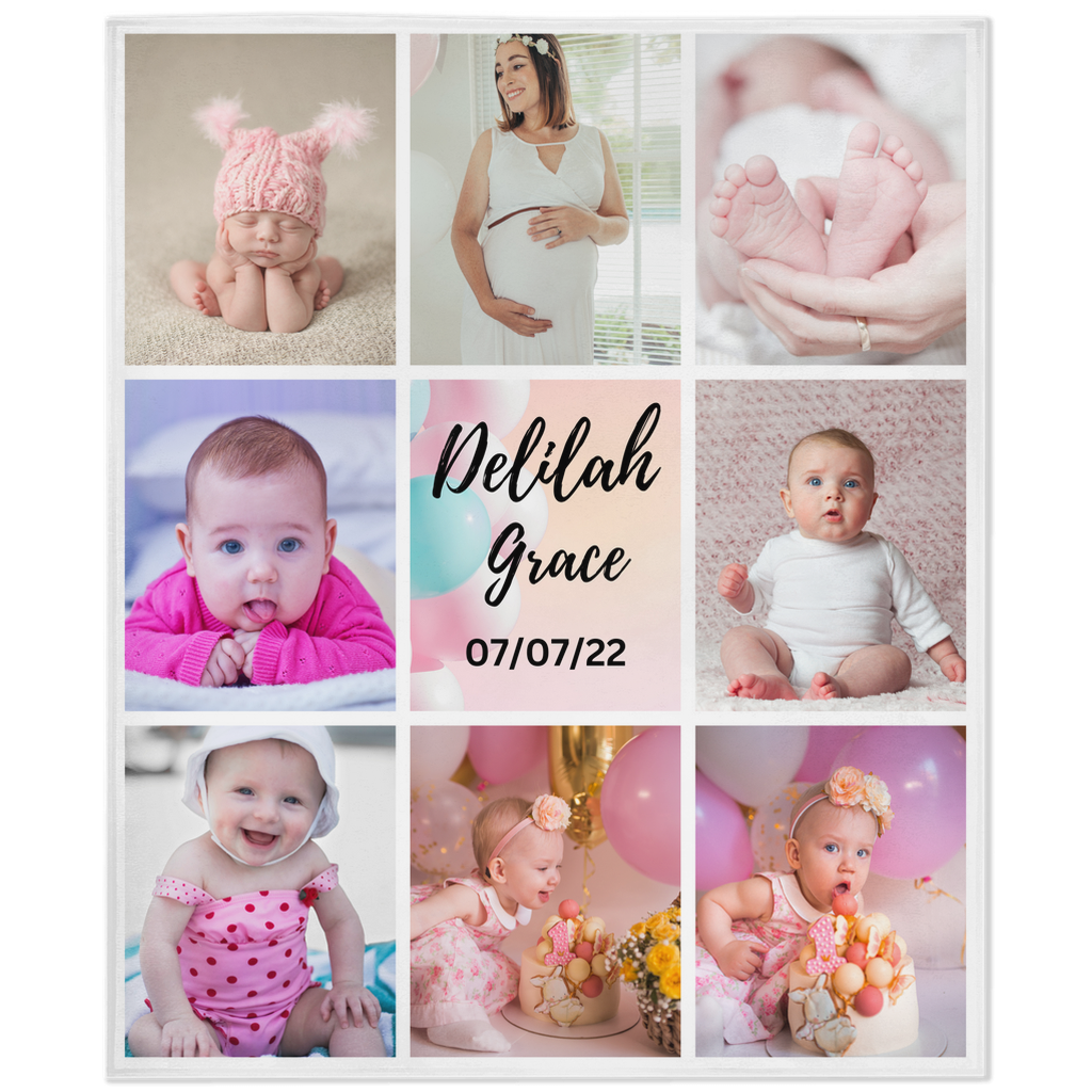 Personalized Eight Photo Collage Blanket