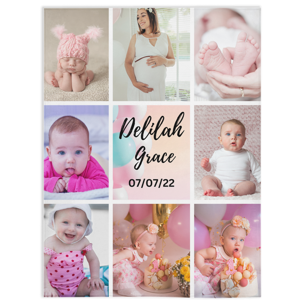 Personalized Eight Photo Collage Blanket