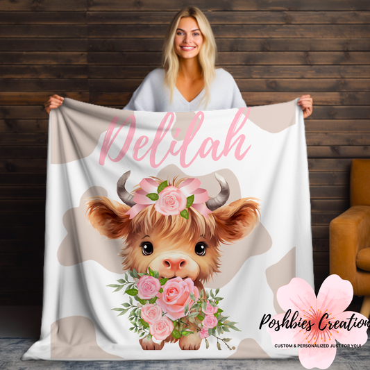 Highland Cow Baby Blanket, The Perfect Baby Shower Gift!