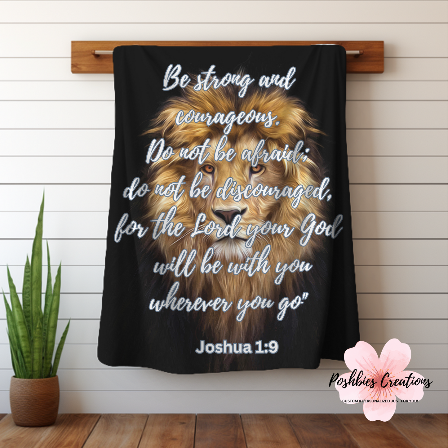 Christian Blanket with Lion Joshua 1:9