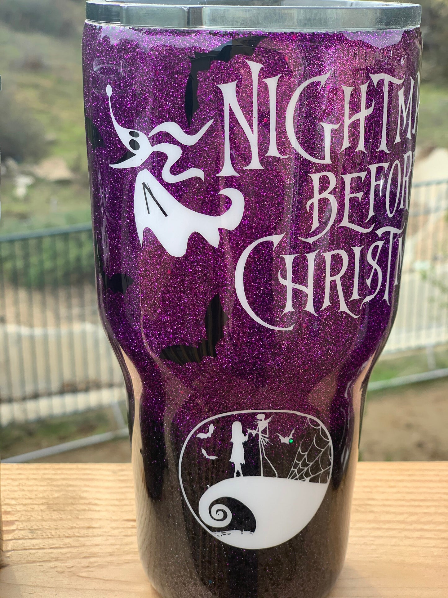Nightmare Before Christmas Tumblers, Disney Glitter Tumbler, Jack and Sally Cup, Personalized Tumbler, Custom Glitter Cup
