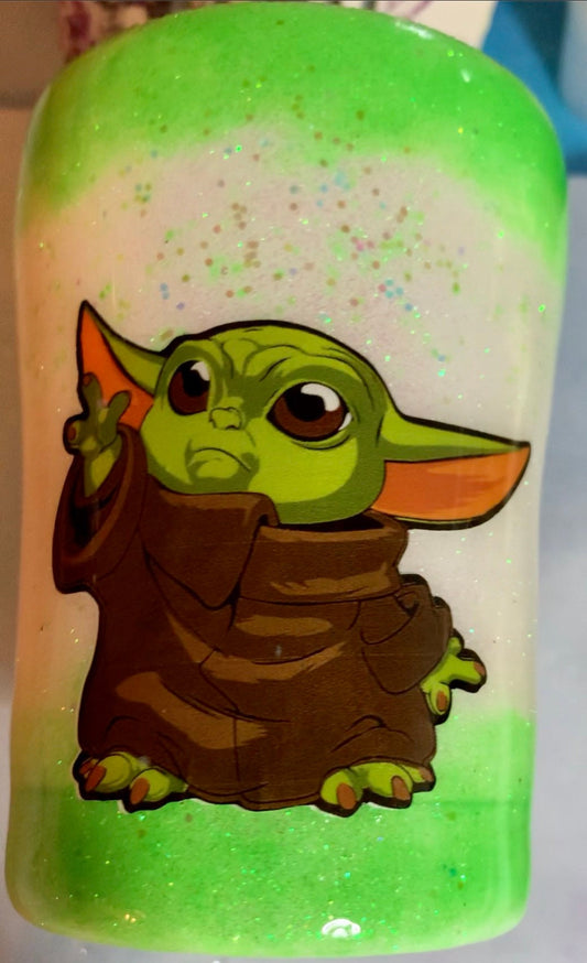 Baby Alien Yoda Glitter Tumbler, Yoda Personalized Glitter Tumbler, Custom Glitter Cups,