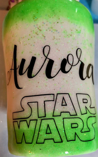 Baby Alien Yoda Glitter Tumbler, Yoda Personalized Glitter Tumbler, Custom Glitter Cups,