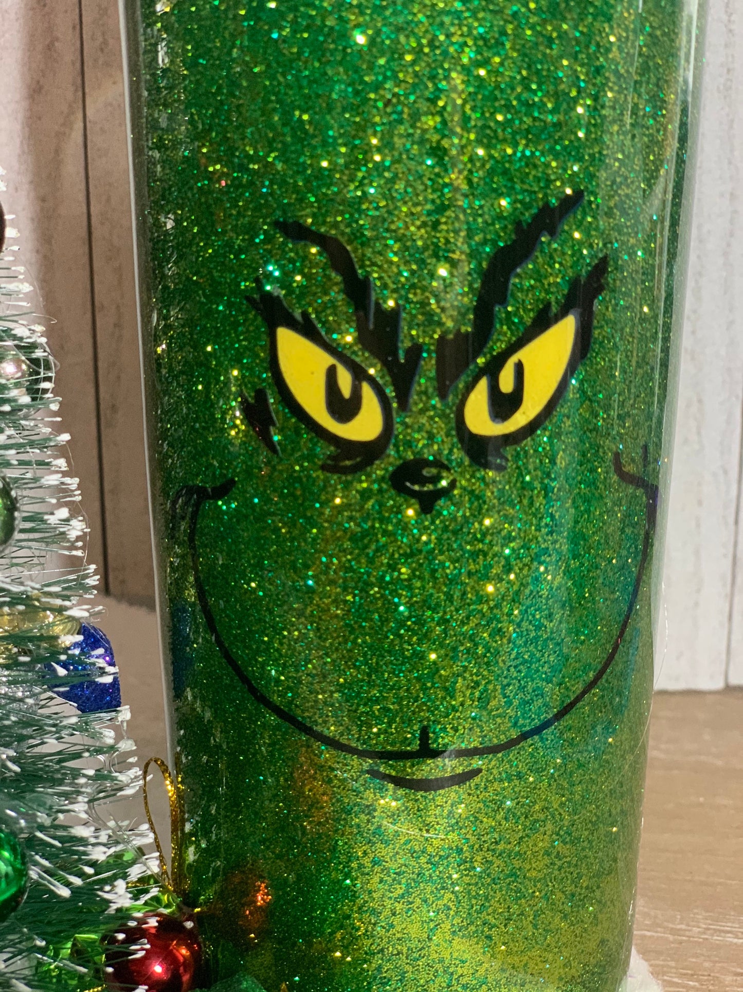 Grinch Christmas Glitter Tumbler, Christmas Personalized Glitter Tumbler,  Resting Grinch Face OR Grinch is My Spirit Animal