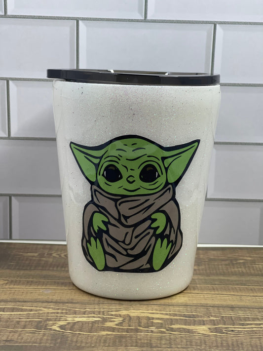 Baby Alien Yoda Glitter Tumbler. Personalized Glitter Tumbler, Custom Glitter Cups,